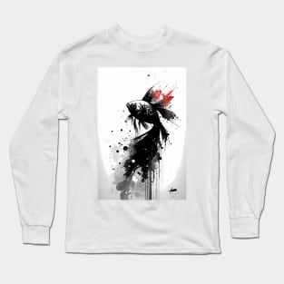 Beta Fish Ink Portrait Long Sleeve T-Shirt